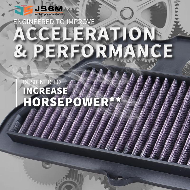 JSBM Motorcycle Washable Air Filter Intake Cleaner For Kawasaki Z900 ZR900 2017 2018 2019 2020 2021 2022 2023