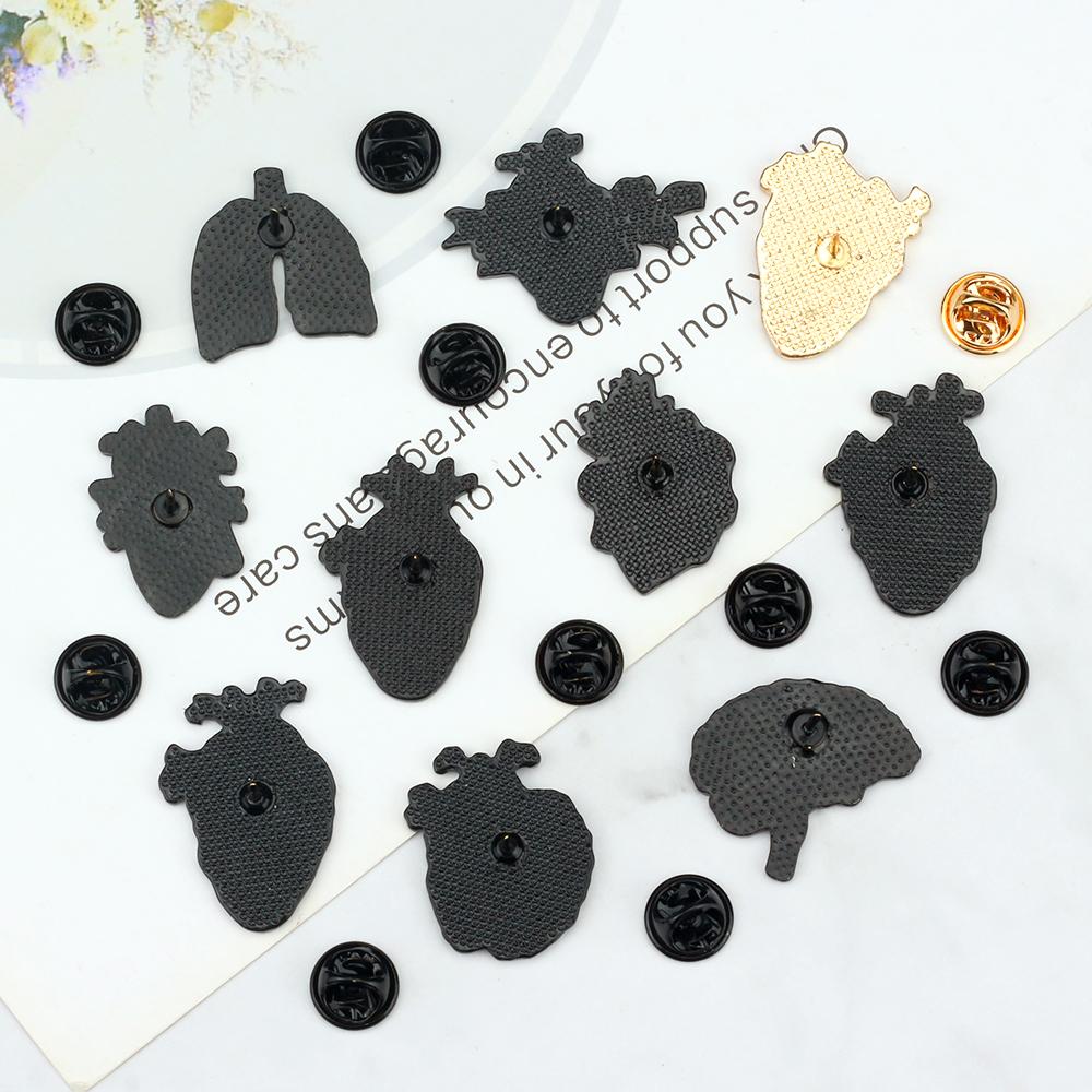 Fashion Body Organs Enamel Brooch Heart Brain Lung Lapel Pins Art Design Ocean Flowers Symbol Love Badge Bag Denim Jewelry Gifts