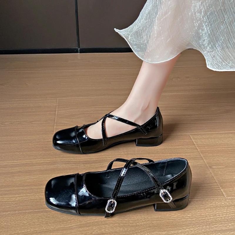 Fashion 2024 Brand Women's Shoes Mary Janes Women's High Heels Fashion Buckle Strap Dress Pumps Women New Square Toe Heels Women Zapatos