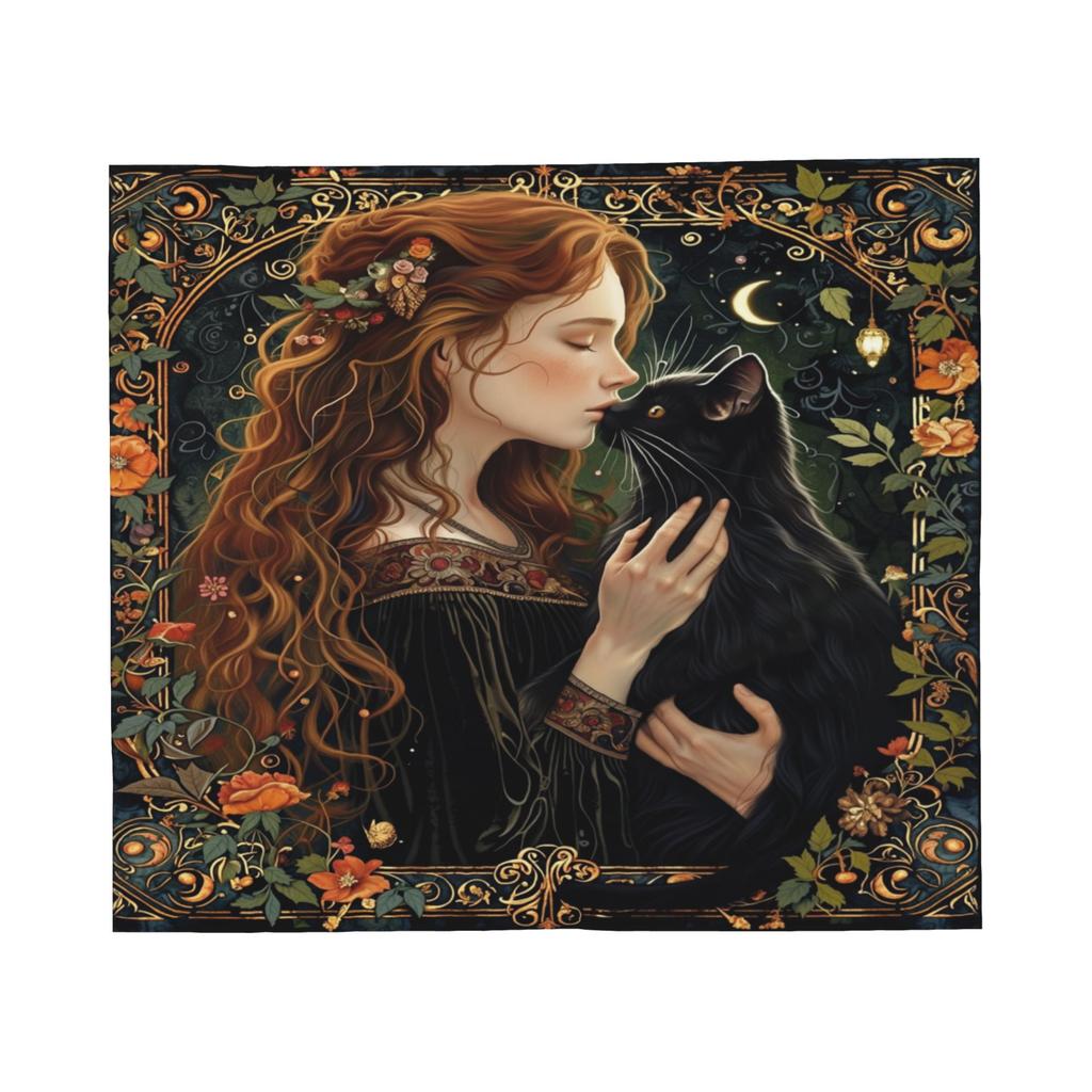 Halloween Black Cats Flannel Blankets Witchy Spooky Novelty Throw Blanket for Sofa Bedding Lounge 150*125cm Bedspreads