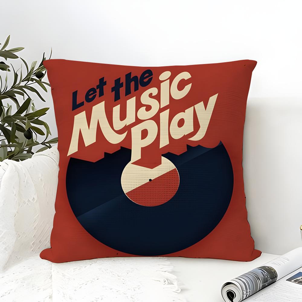 Eenvoudig Stijlvol Muziekplaat Ontwerp Kussensloop Katoen Linnen Stof Vierkant Rits Kussensloop Huis Decoratief Woonkamer