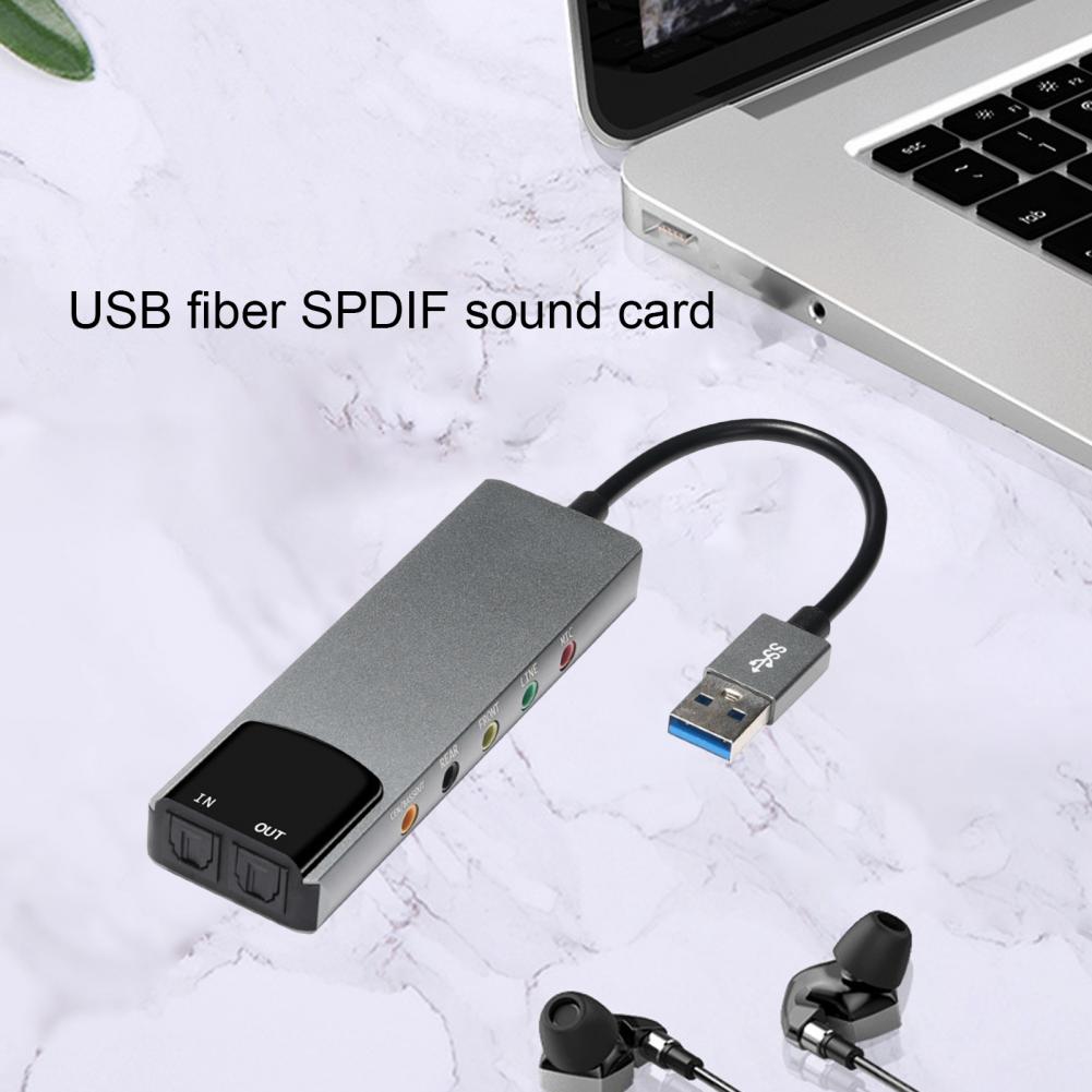 Usb Sound Card Usb Fiber Optic Spdif Sound Card for Computer External Multifunction Support Ac-3 Dts-compatible 5.1 Sound Track