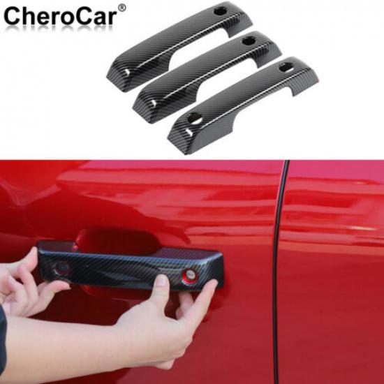 For Ford Bronco + Exterior Accessories Door Handle Decor Trim Carbon Fiber*3