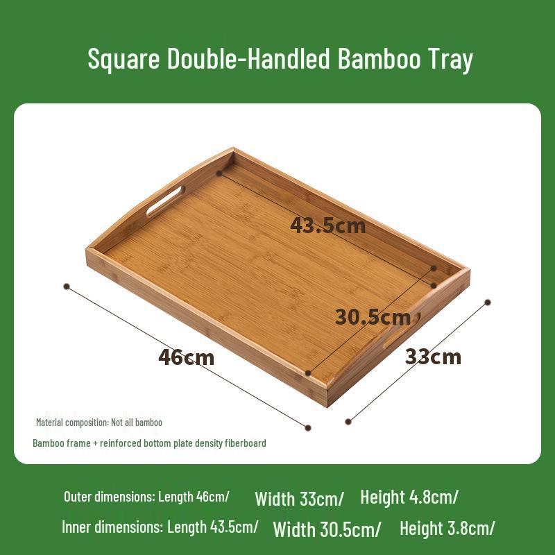 Nordic-Style Rectangular Bamboo Tray for Tea Cups