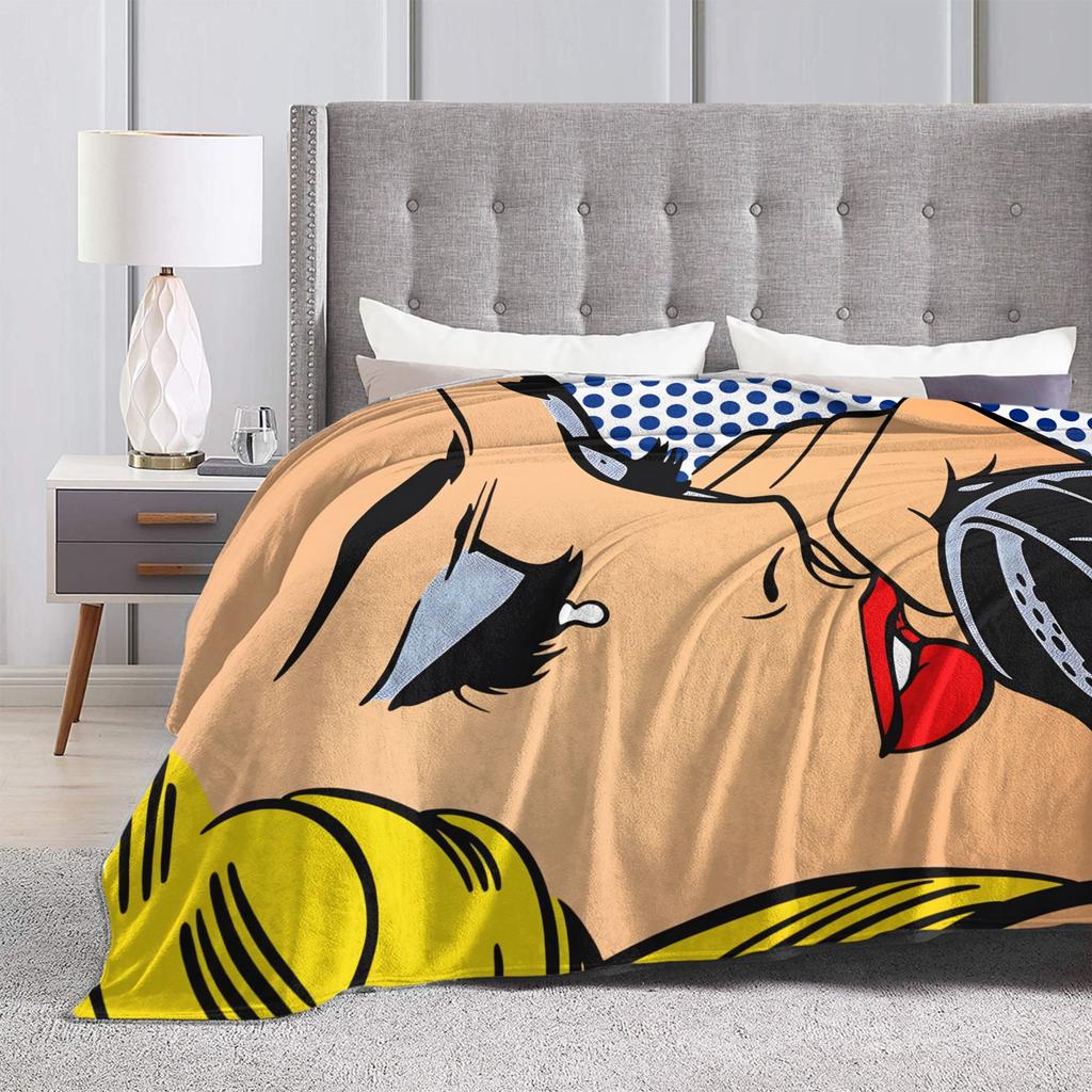 Roy Lichtenstein Pop Art Blanket  Warm Soft Aesthetic Plush Throw Blanket For Home Decor Picnic Flannel Bedspread Bed Cover