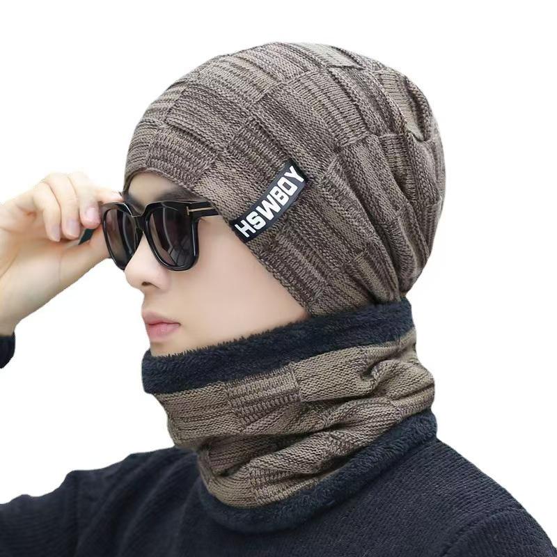 Men's Korean Style Winter Knitted Wool Hat - Trendy, Thick Velvet, Warm Cycling Cap
