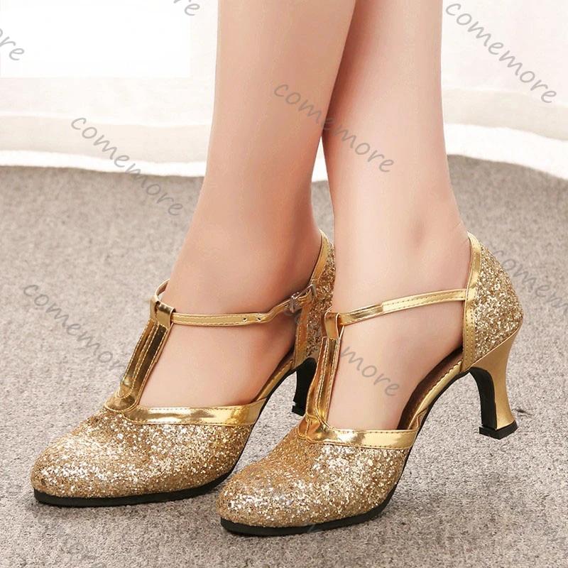 Fashion Comemore Gold High Heeled Women Shoes 2025 Pumps Dance Shoes 4CM Medium Heels Female Dress Wedding Party Sandals Heels for Women