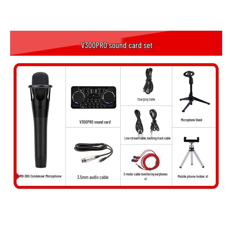 V300 Bluetooth Live Sound Card Set for Mobile & PC with Reverb Features for Streaming & Broadcasting