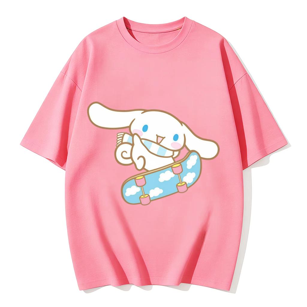 T-shirt Cinnamoroll 2026 cotone morbido manica corta girocollo stampa carina leggera top estivo per Donna uso quotidiano casual