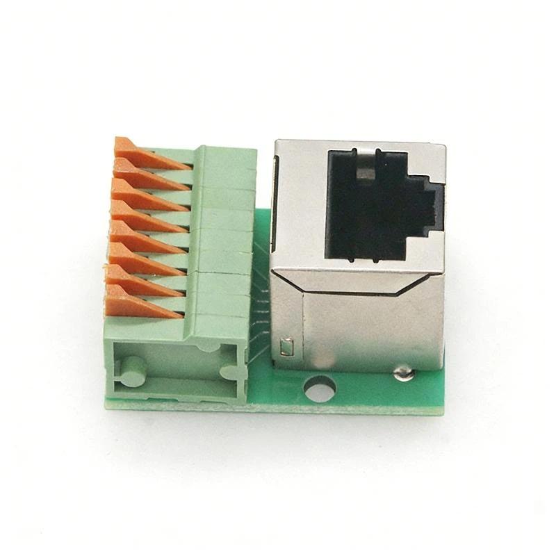 1Pcs Data Adapter Board Female Socket Guide Rail Installation Terminals Connector Rj45 Network Port Terminal Block Welding Free