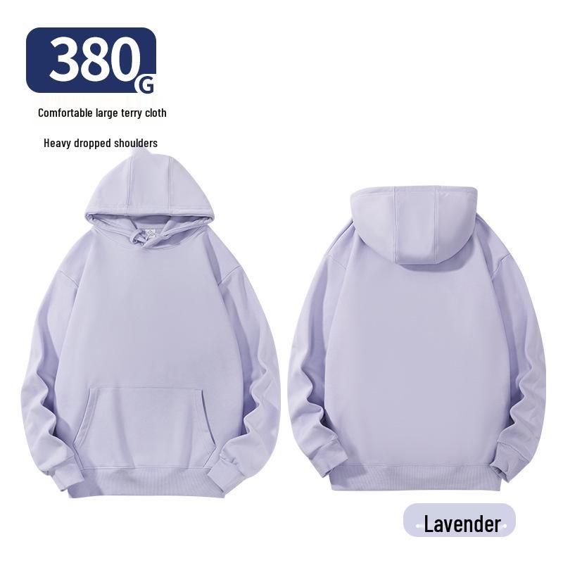 Unisex Heavy-Duty 380g Hoodie, Drop-Shoulder, Loose Fit, Solid Color Cotton, Ideal for Autumn/Winter Sports, Available In Stock. 