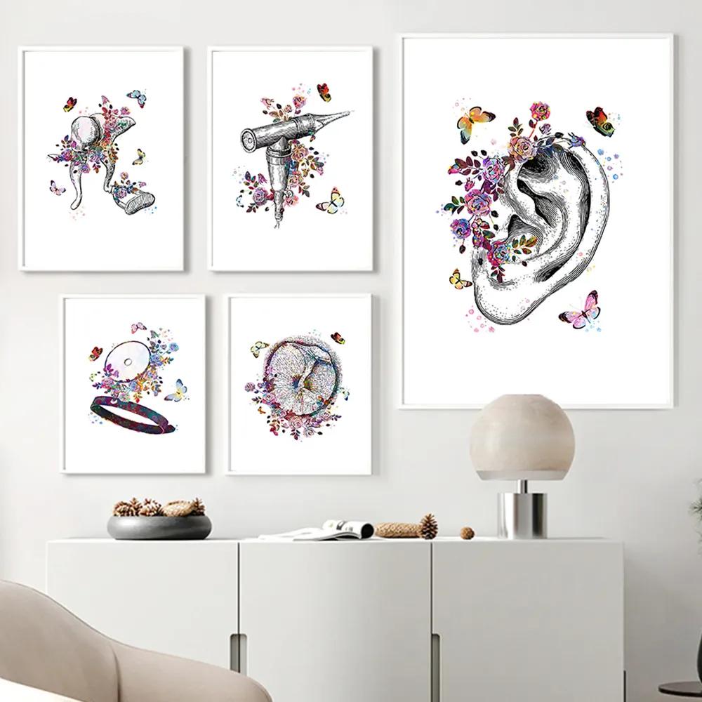 Anatomical Inner Ear Audiology Cochlea Wall Art Canvas Painting Nordic Posters And Prints Wall Pictures For Medical Clinic Decor