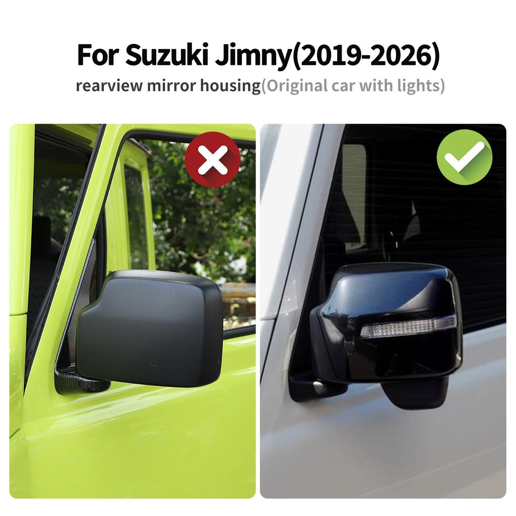ABS Rearview Mirror Cover Trim with Turn Signal Light for Suzuki Jimny 2019 2020 2021 2022 2023-2026 3 Door 5 Door Accessories