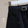 Women's 2025 Summer White High-Waisted Frayed Hem Denim Shorts - Loose, Slimming, Trendy Wide-Leg Hot Pants