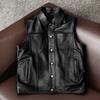 Mens Genuine Leather Vest Top Grain Cowhide Workwear Waistcoat Fall Fashion Jacket