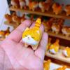 Miniature Wooden Orange Cat Figurine Lovely Hand Carved Lucky Cat Home Decoration Office Desk Accessories,As a Gift Cat Lovers