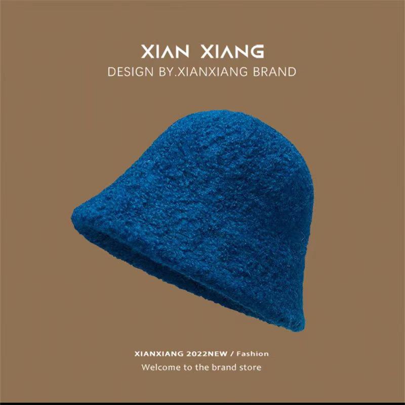 

Women s Winter Lamb Wool Fisherman Bucket Hat - Slimming, Solid Color, Warm Basin Hat One Size peacock синього кольору