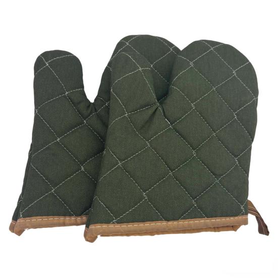 2Pcs Thickened Cotton Oven Mitts Heat-Resistant Baking Gloves for Microwave And Grill Non-Slip Machine Washable Essential Kitchen Tool