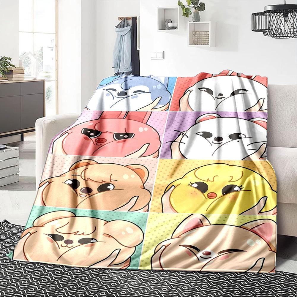 1Pc Cute Animal Expressions Blanket For Couch Bed Plush Cozy Fuzzy Blanket Super Soft Warm Blankets For Fall And Winter 091843