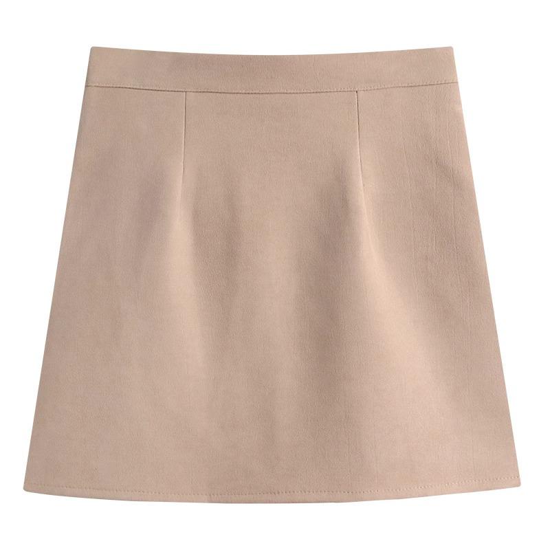 Women's Black Wool A-Line Bodycon Skirt, Plus Size, High Waist, Hip-Covering, Pear-Shaped, Autumn/Winter 2023