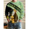 Tricou cu gât rotund și mânecă lungă, imprimat 3D, pentru bărbați, toamnă și iarnă