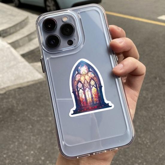 50Pcs Cute Church Window Flower Graffiti Stickers Aesthetic Art Decals DIY Craft Stickers for Scrapbook Phone Travel Luggage Skateboard