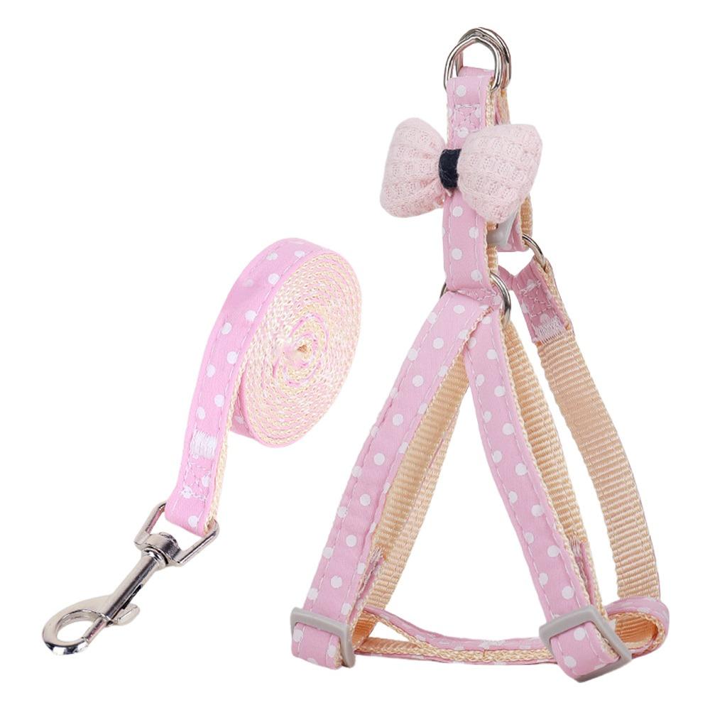 

Fashion Bow Dog Harness Breathable Anti Break Dog Chest Walking Pet Walking Rope for Samll Medium Large Dogs (Pink,S) розовый
