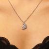 Smiling Star Moon Necklace Rhinestone Star Pendant Necklace Cute Moon Necklace for Women Daily Wear Dating