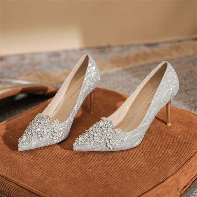 

Роскошные туфли со стразами Женские туфли-лодочки на высоком каблуке Каблук-стилет Свадебные туфли Свадебные туфли Женские банкетные туфли на высоком каблуке 40