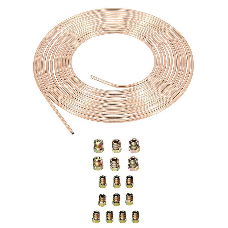 Brake Hose 3/16-Inch Diameter with 300 Inches Length and 16 Nuts and Connectors Replacement Kit for Vehicle Brakes