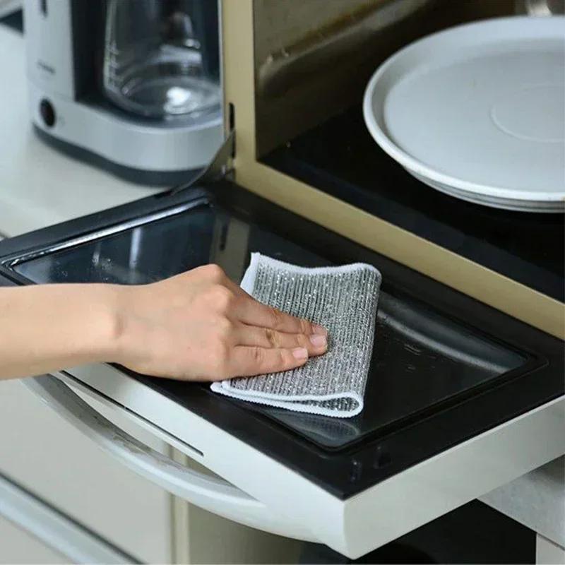  Metal Steel Wire Rags Cloth Home Kitchen Pot Pan Dishwashing Double-sided Dishcloth Cleaning Cloths Towel Scrubber Rag