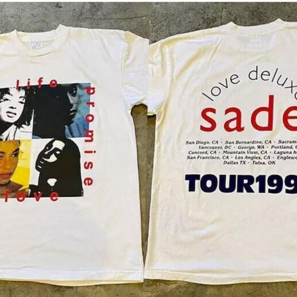 Sade Love Deluxe Tour 1993 2 Side Vtg Sade Album Concert White Tshirt KH13269 Unisex T-Shirt XXXXL