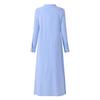 Women's Casual Loose Long Evening Shirt Dress with Stand Collar and Long Sleeves