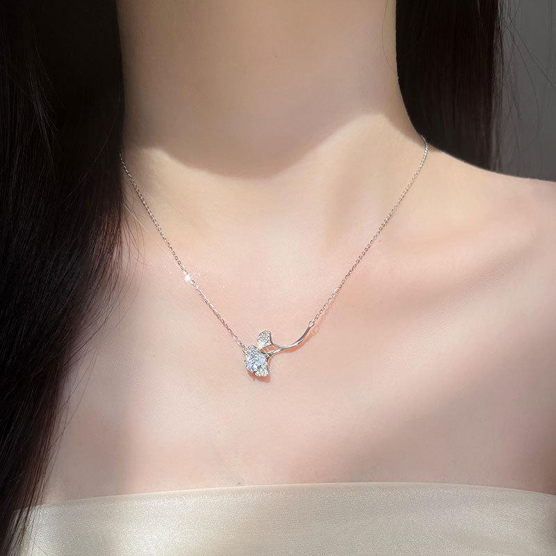 Sansheng Has Apricot and Apricot Leaf Necklace Zircon Apricot Collarbone Chain Forest Series Fresh Accessories