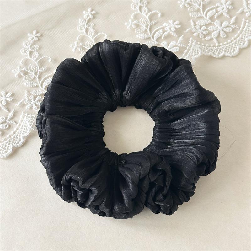 Vertical Pleated Metallic Luster Headwear Bold Glossy Ribbed Hair Ties High Elasticity Voluminous Bun Holders For Modern Styling