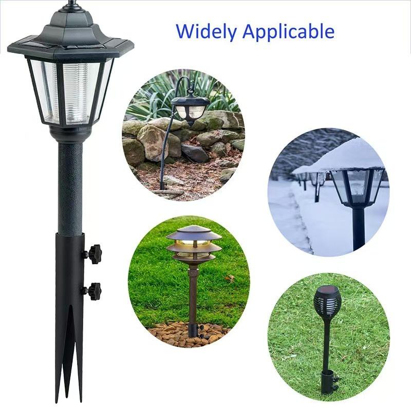 4 Piece Steel Torch Stakes, Garden Stakes For Outdoor Lights, Black Ground Spike Replacement Stakes For Solar Lights