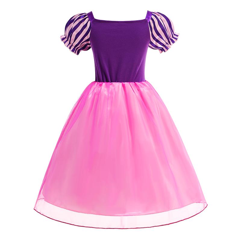 Rapunzel Princess Dress Girl Purple Puff Sleeve Cosplay Tangled Costume Halloween Vestido Kids Birthday Ball Gown Clothes