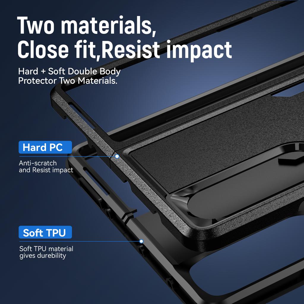 2 In 1 Hybrid Rugged Armor Shockproof Phone Case For Samsung Galaxy Z Fold 4 TPU Frame Hard Plastic Protective Back Cover Fundas