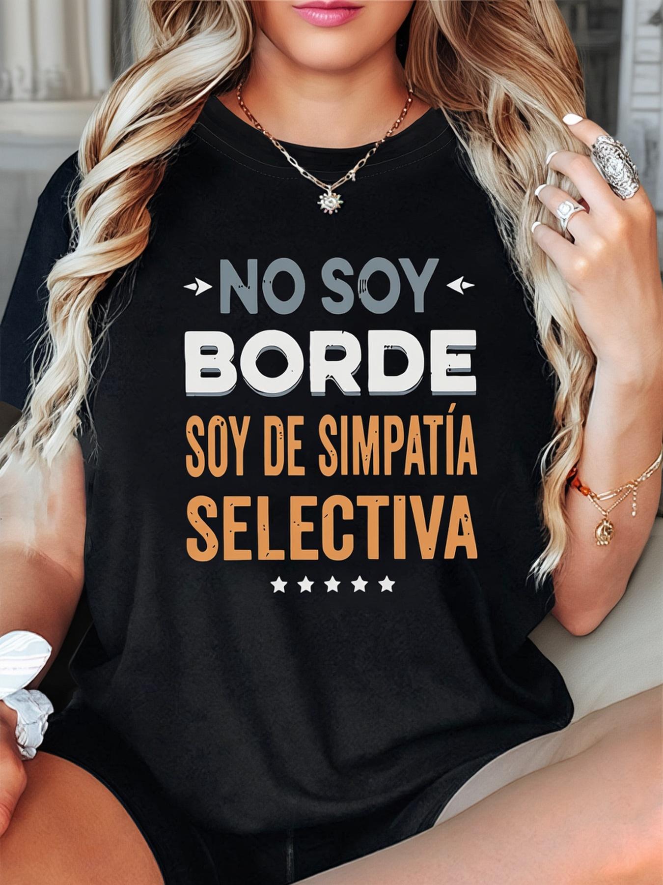 

NO SOY Letter Print T-Shirt, Short Sleeve Crew Neck Casual Top for Summer & Spring, Women S Clothing 5XL різнокольоровий