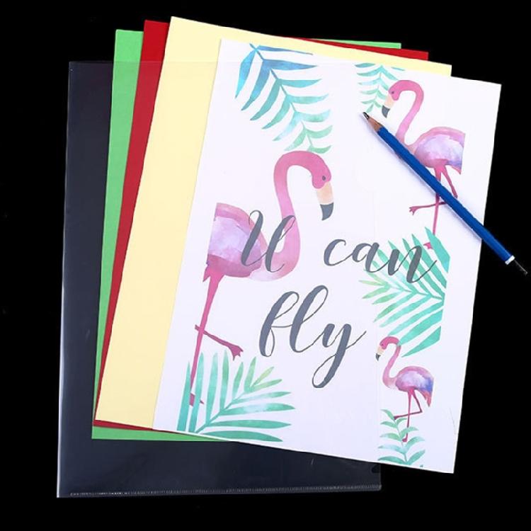 6 Color L Shaped Folder A 4 Plastic Folder Paper Clip Folder Presentation Folder for Protection File