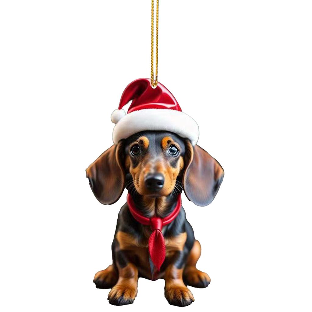 Whimsical Cartoon Dog Car Hangers Decors Car Pendant Bright Christmas Tree Ornament Add Touch of Cuteness To Holiday