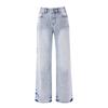 Women's Retro Sky Blue High-Waist Jeans, 2026 Spring/Summer Collection - Loose, Slimming, Floor-Length, Straight-Leg Versatile Pants