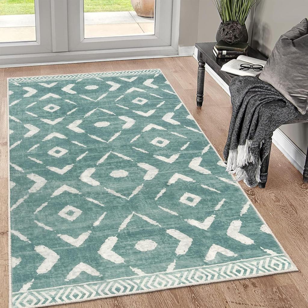 Böhmischer Geometrischer Musterbereichsteppich Mehrfarbig Stammeskunst Designs Weicher Rutschfester Teppich für Wohnzimmer Schlafzimmer Dekor
