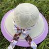 Mesh Vacation Bow Ribbon Straw Hat Ladies Color Sunscreen Breathable Big Brim Sweet Sun Hat