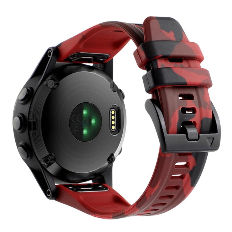 

Silicone Watch Band for Garmin Fenix 7X/6X,Camouflage Pattern 26mm Quick Release Casual Strap Camouflage Red