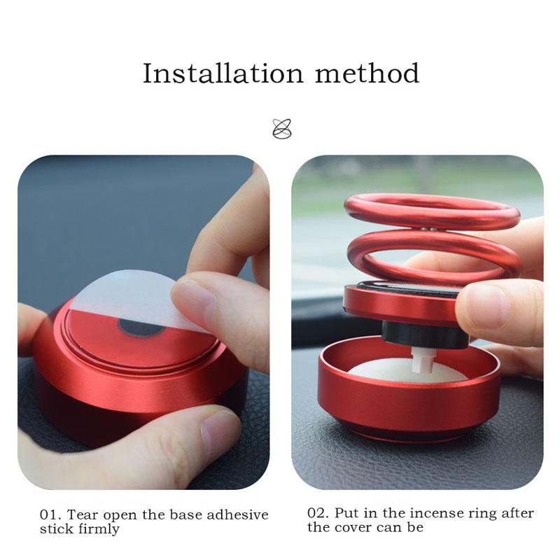 Car Perfume Ornaments Solar-Powered Double-Ring Suspended Rotating Fragrance High-End Car Interior Decoration Supplies