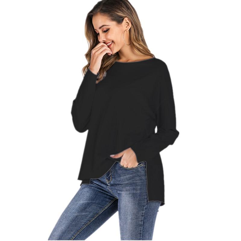 Women's Fall Street Pullover Leaky Back Long-sleeved Round Neck Loose Women's T-shirt