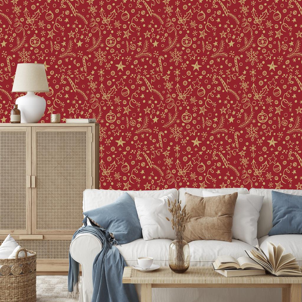 Christmas Red and Orange Wallpaper for Living Room and Bedroom 50x1000