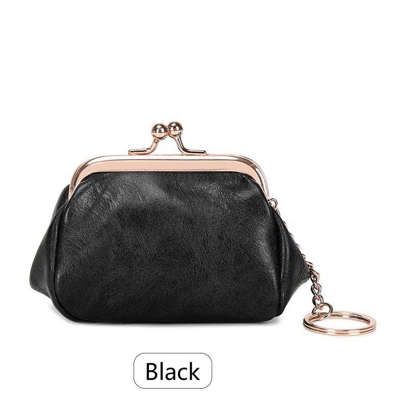 Retro Mini Lock Clip Coin Purse, Daily Portable and Cute Handheld Storage, Solid Color Simple  Key Bag