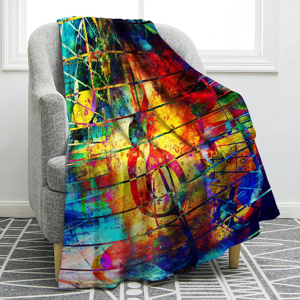 Music Note Blanket Print Throw Blanket Soft Warm Comfortable for Sofa Chair Bed Office for All Season Birthday Souvenir Gifts